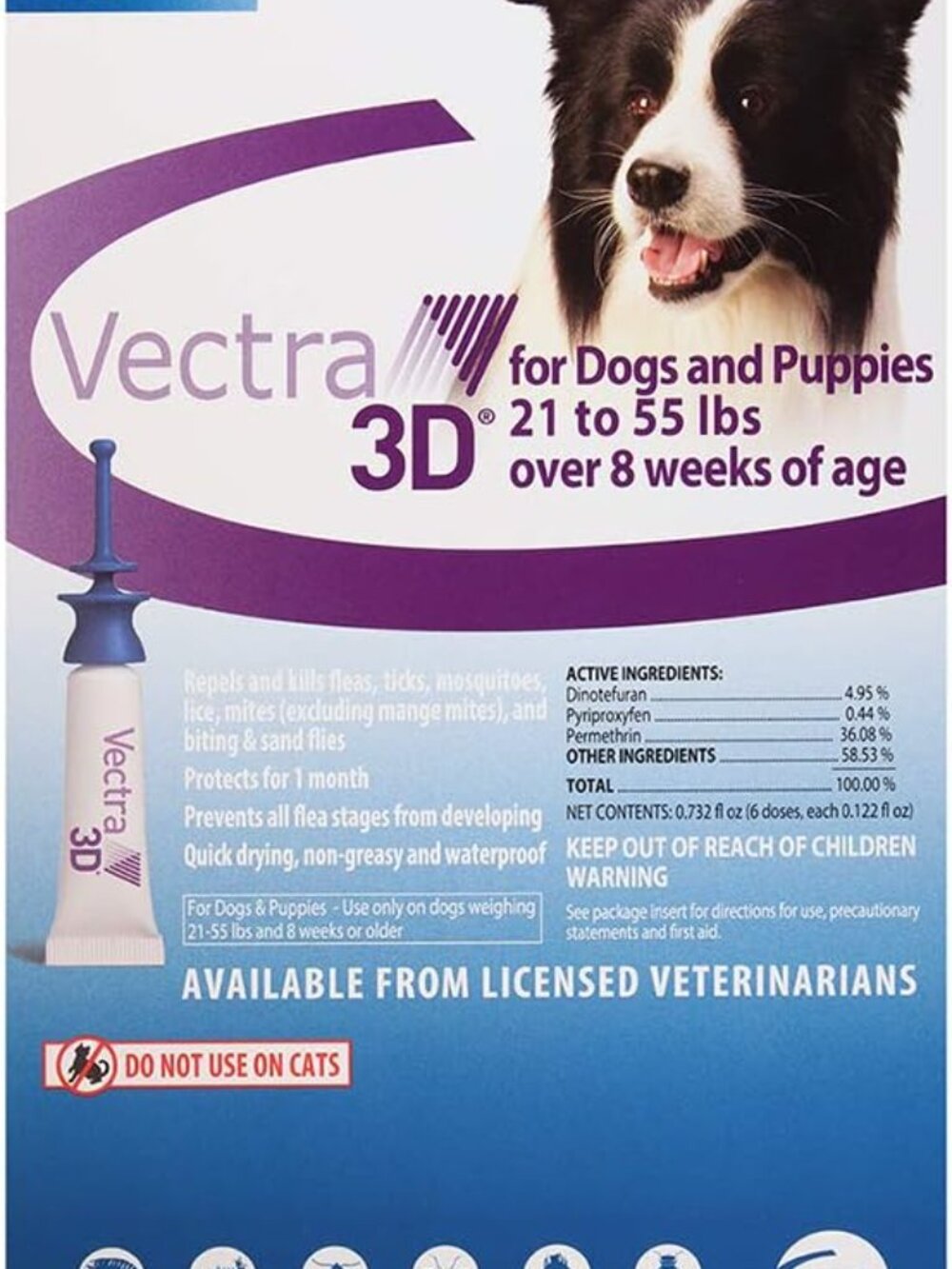 24- doses--Vectra Dogs 21-55lbs Spot on Flea Treatment over 8 weeks age